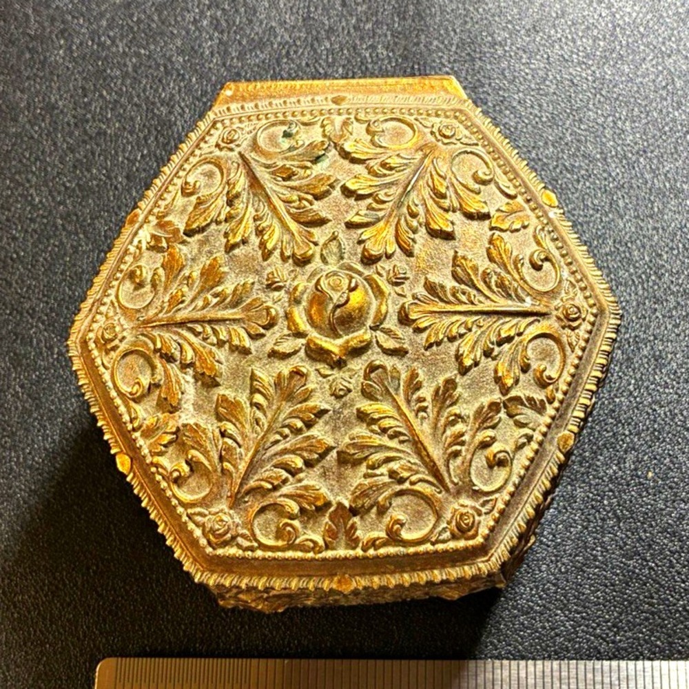 Gold Tone Floral Jewelry Box